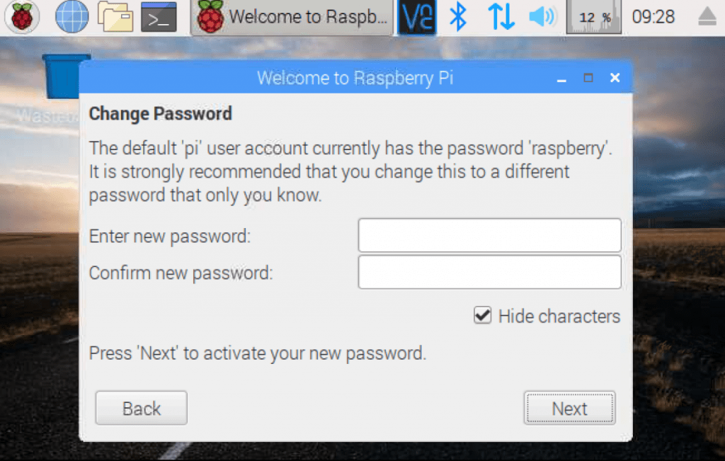تغییر رمز ورود در تنظیمات اولیه Raspbian