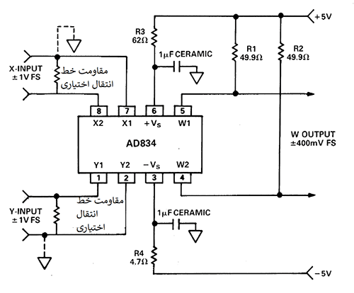 اتصالات پایه برای AD834
