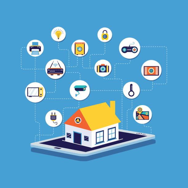 Home Automation,icons,digital tablet, Security, Isometric Projection, Internet of Things