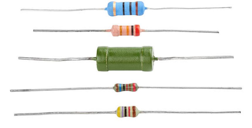 Different resistors isolated on a white background